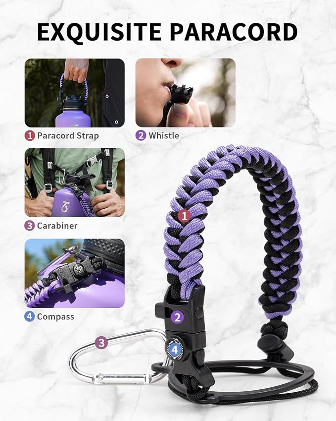 Trebo Water Bottle 64oz with Paracord Handle, Half Gallon Large Vacuum Triple - Image 4