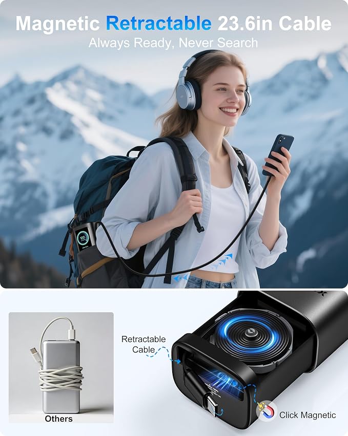 AsperX Laptop Power Bank, 165W 20, Retractable Cables, Aluminum Alloy Unibody - Image 3