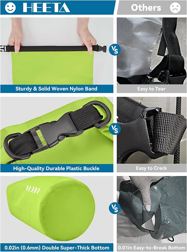 HEETA Waterproof Dry Bag for Women Men, 5L/10L/20L/30L/40L Roll Top Lightweight - Image 6