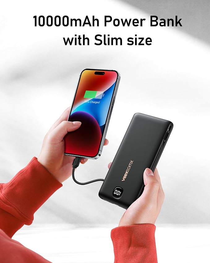 VEEKTOMX Portable Charger with Built in Cables 10000mAh, Power Bank - Image 7