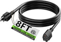 HUANCHAIN 8 FT 16 Gauge Black Indoor Outdoor Extension Cord Waterproof by huanchain