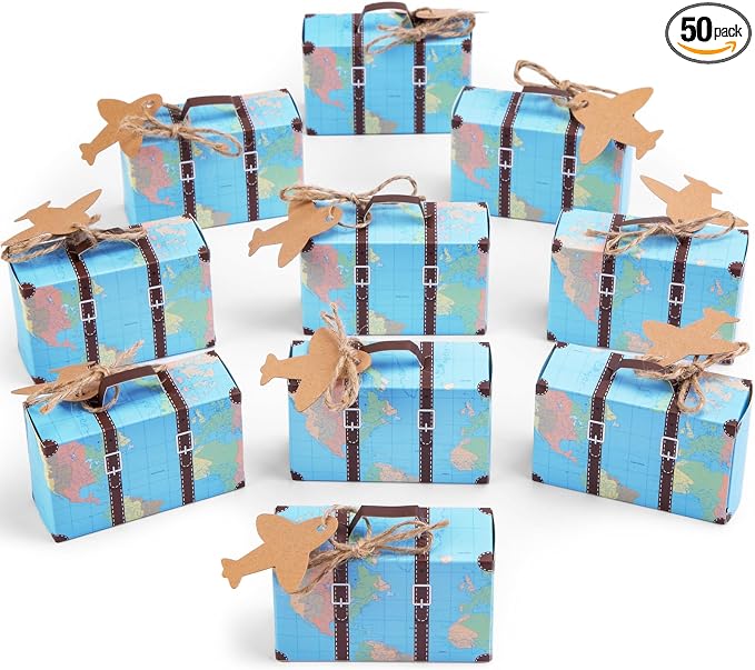 HONEYGIFTS 50 Piece Mini Suitcase Gift Boxes Party Favor Candy Boxes, Mini by HoneyGifts