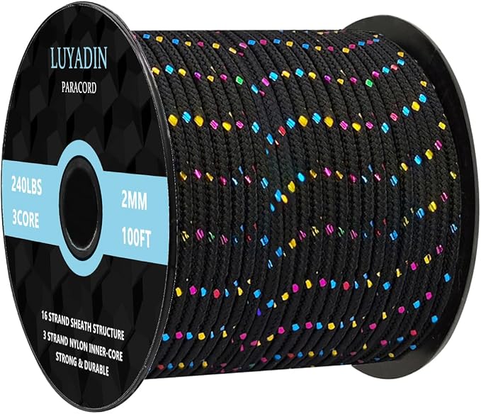 Paracord 240lb - Diameter 2mm Micro Utility Cord -3 Strand Parachute Spool Cord by LUYADIN