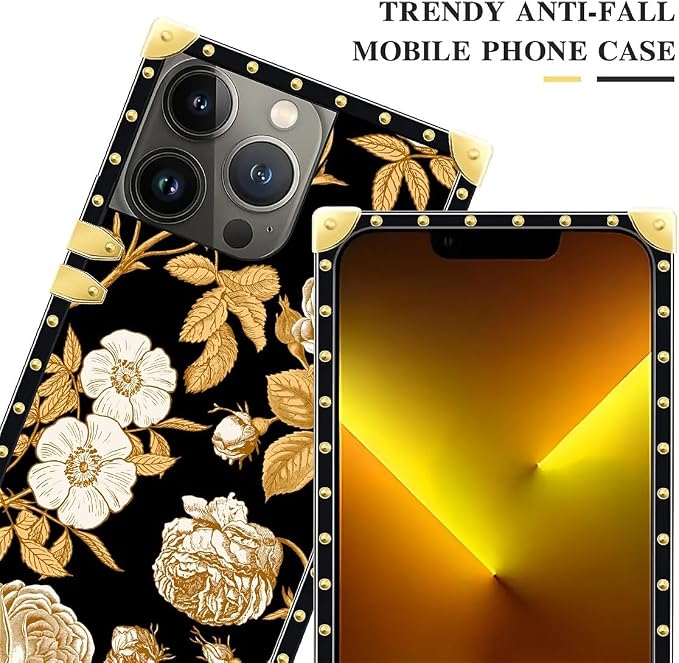 Compatible with iPhone 13 Pro Max Case, Blooming Rose Golden Flower Luxury - Image 4