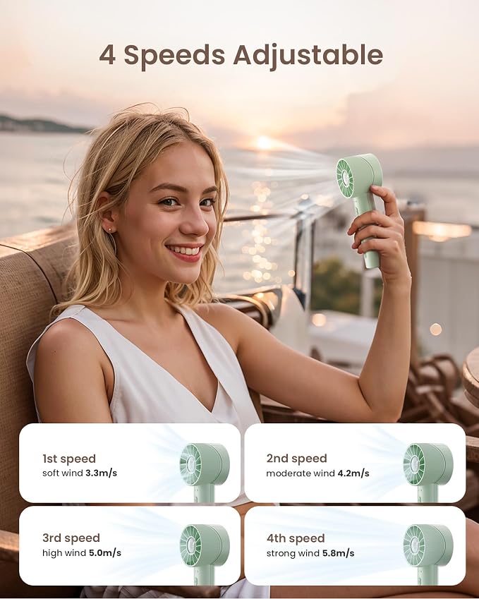 Portable Mini Turbo Fan, 4-Speed High Velocity Personal Fan, Rechargeable - Image 5