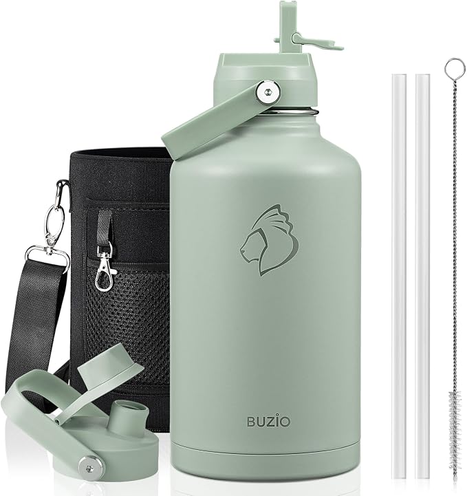 BUZIO 64oz Insulated Water Bottle, Half gallon Stainless Steel Jug, Triple Wall by BUZIO