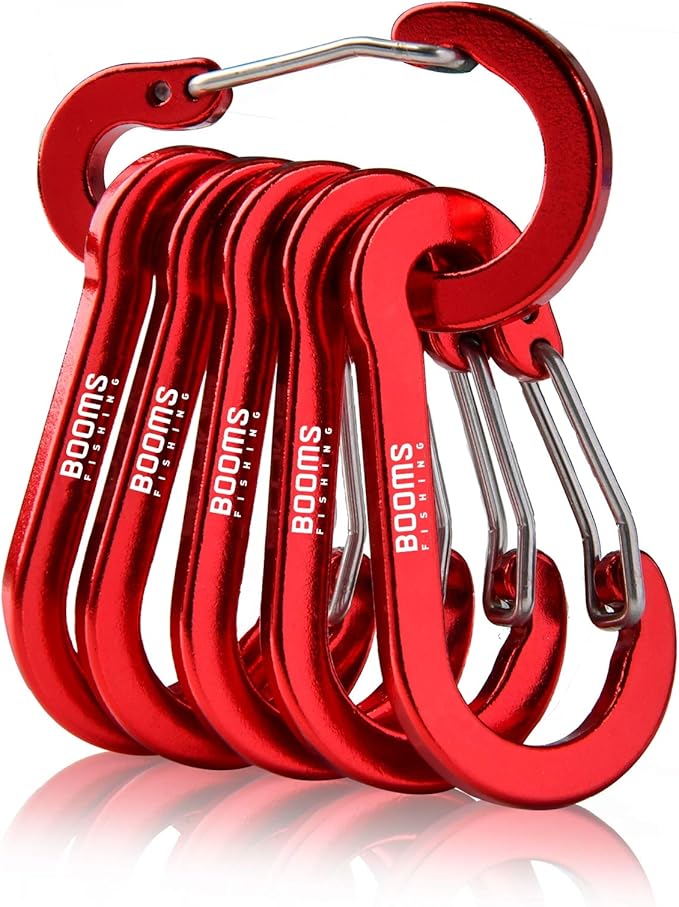 Booms Fishing CC1 Multi-Use Carabiner Clip, 6 Pack Small Caribeener Clips by BoomsFishing
