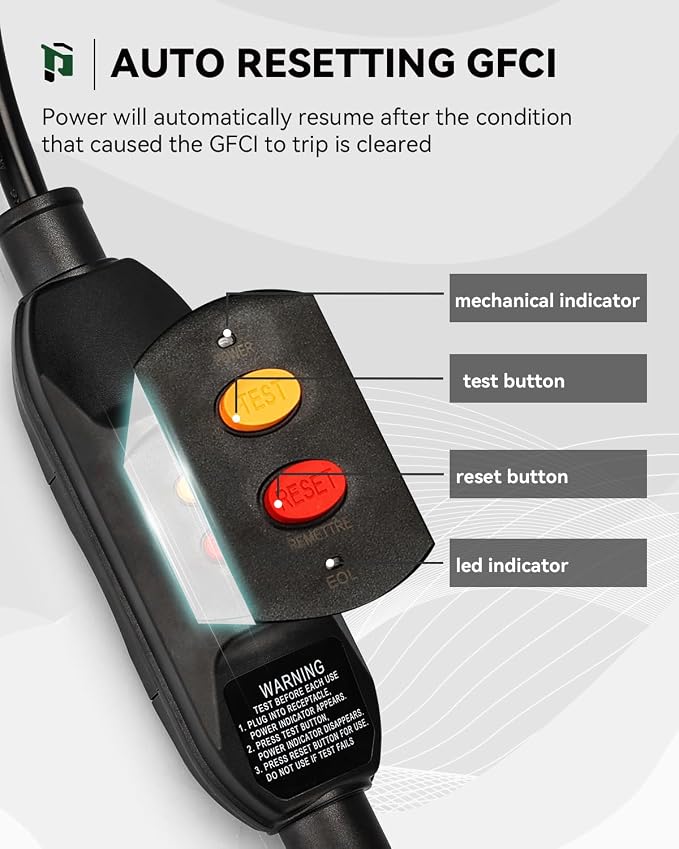PLUGTUL 3FT GFCI Extension Cord - Image 2