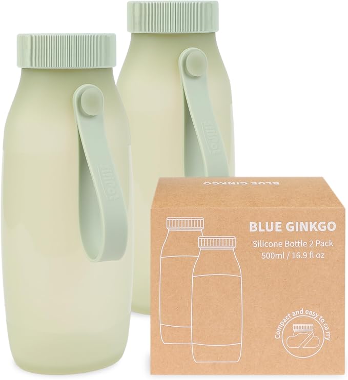 BLUE GINKGO Collapsible Water Bottle – Lightweight, Foldable Silicone Bottles by BLUEGINKGO