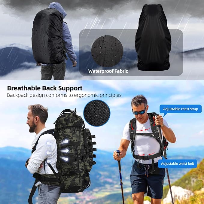 70L/100L Camping Hiking Backpack - Image 5