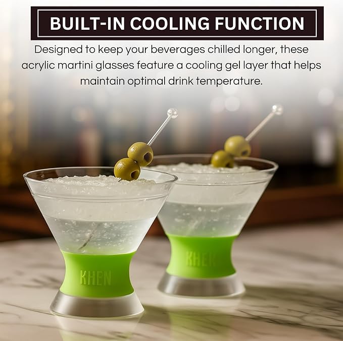 Cooling Martini Glasses Set of 2 – 10oz Freezer Gel Cocktail Cups – Double Wall - Image 3