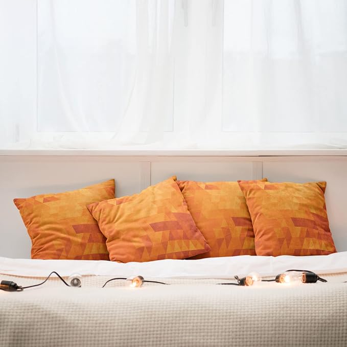 Ambesonne Orange Decorative Throw Pillow Case Pack of 4, Triangle Mosaic Shapes - Image 6