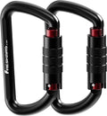 FresKaro 3inch 12kN-2698lbs Auto Locking Carabiner Clips, Solid D Shape by FresKaro