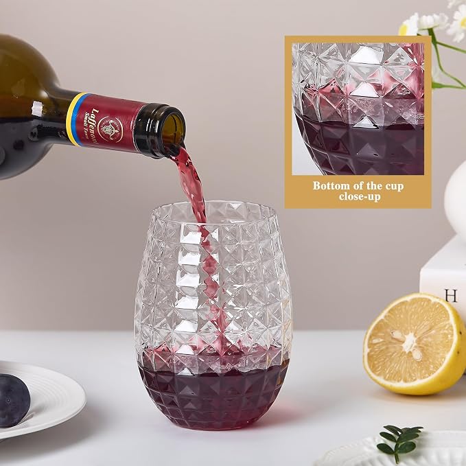 Lueumxc 20 Pack Plastic Wine Glasses, 16Oz Disposable Wine Glasses Unbreakable - Image 7