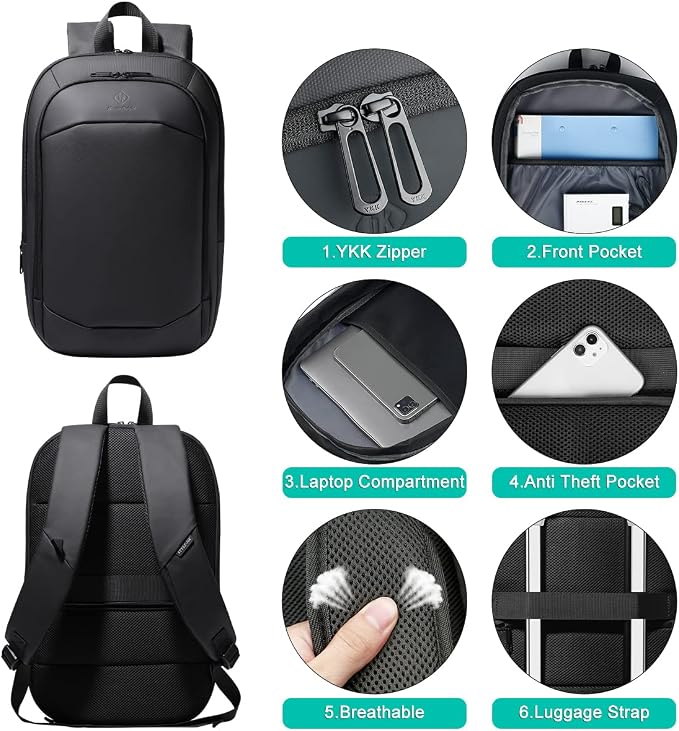 Business Backpack for Men 17 Inch, Slim & Expandable Waterproof Travel Laptop - Image 8