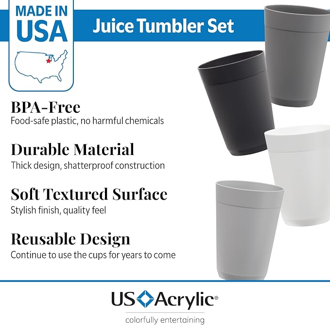 US Acrylic Newport 10 ounce Unbreakable Plastic Stackable Juice Tumblers in - Image 2