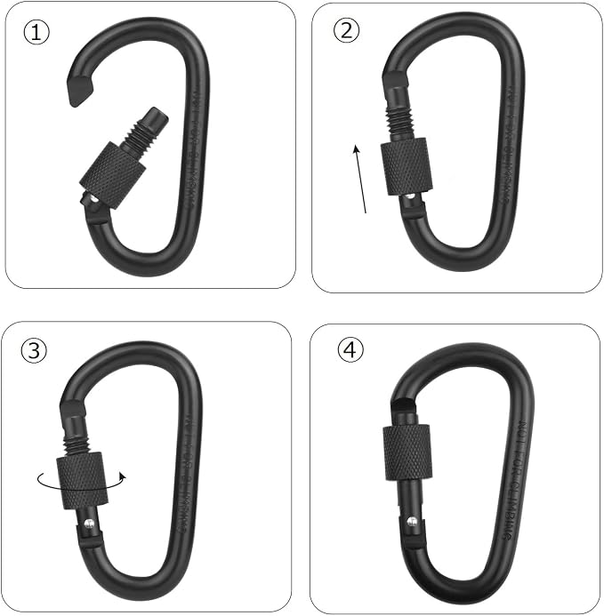 Locking Carabiner Clip, Vonpri 3 Inch D Ring Clips Spring Snap Key Chain Hook - Image 5