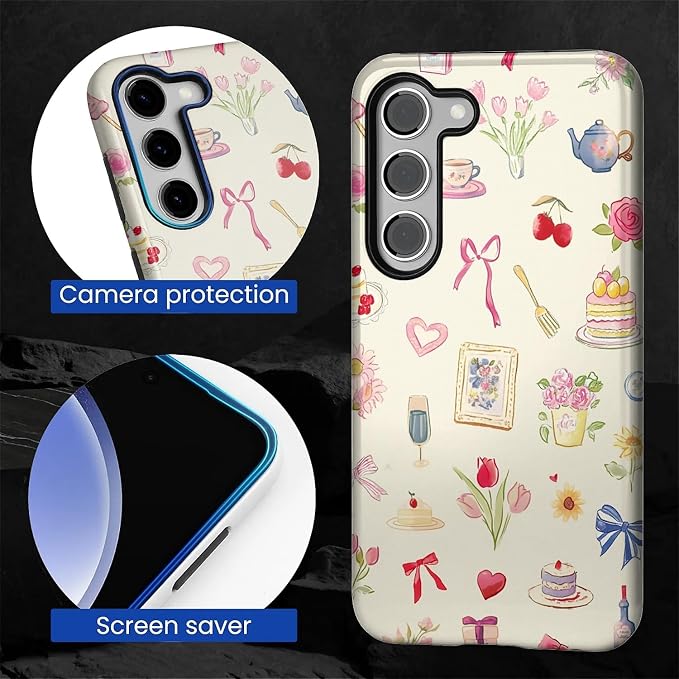 for Samsung Galaxy S23 Plus Case, HL2 Aesthetic Bow Preppy Collage Hybrid 2 - Image 4