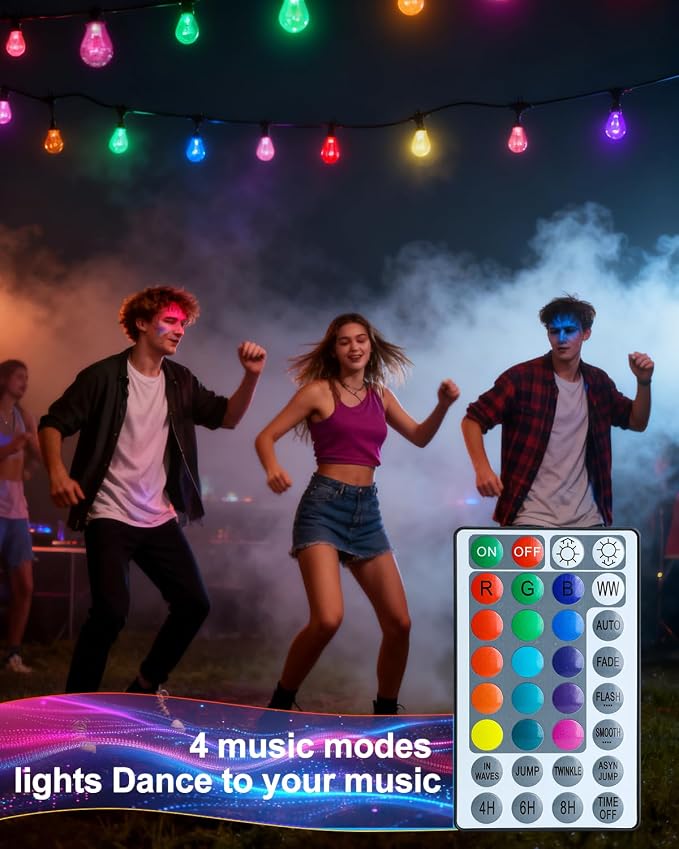 Lightdot 96FT Outdoor RGB String Lights, Dimmable Color Changing Waterproof LED - Image 4