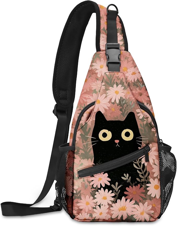 FyLybois Cat Sling Bag for Women Lightweight Crossbody Backpack Casual Daypack by FyLybois
