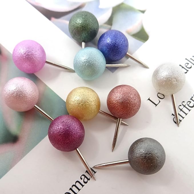 Honbay 100PCS Multi-Color Pearl Push Pins Plastic Round Head Thumb Tacks - Image 4