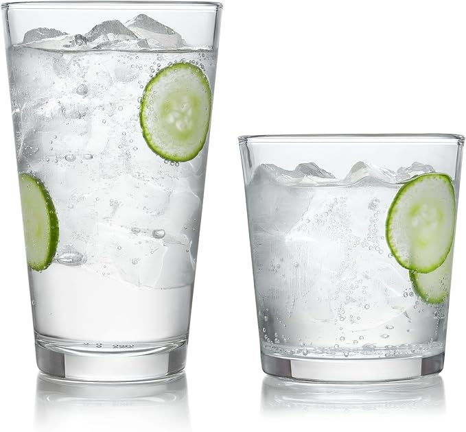 Libbey Preston Tumbler and Rocks Glass Cups Set, All Purpose Everyday Drinking by Libbey