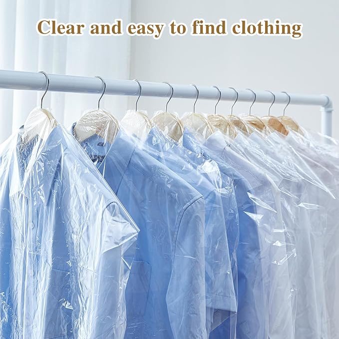 30 Pcs Clear Garment Cover 47 Inch Plastic Garment Bags - Image 5