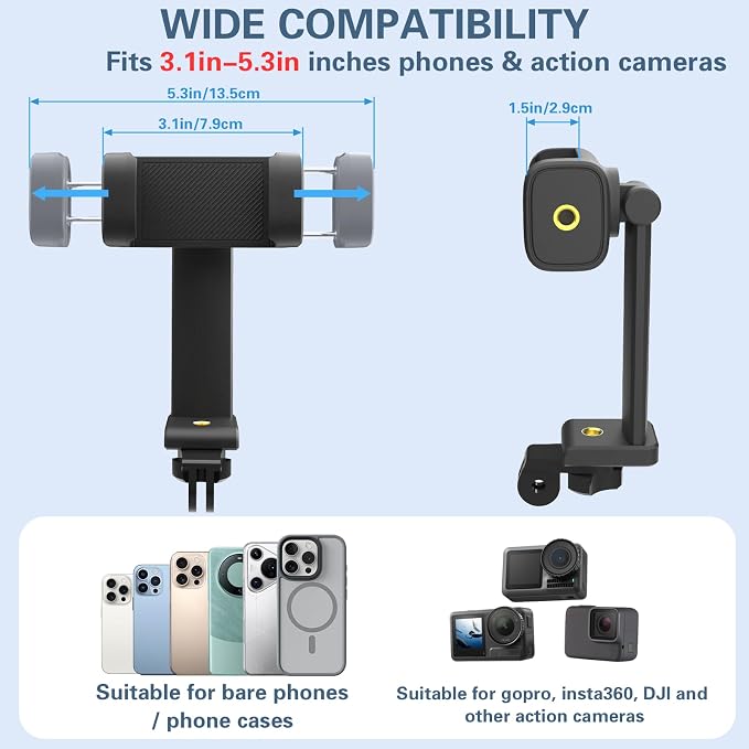 Beviliu Neck Phone Holder for Recording, Hands-Free POV/Vlog Neck Mount - Image 4
