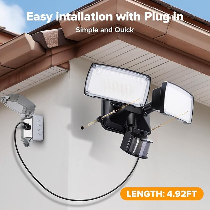 LUTEC 2 Pack 21W Black Plug in Motion Sensor Light Outdoor, Flood Lights - Image 7