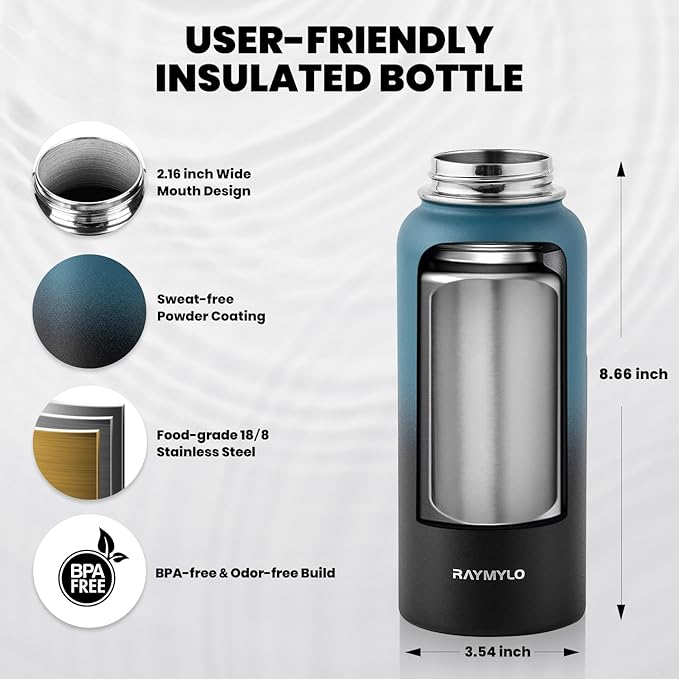 RAYMYLO Insulated Water Bottle 32 oz, Triple Wall Vacuum Stainless Steel - Image 5