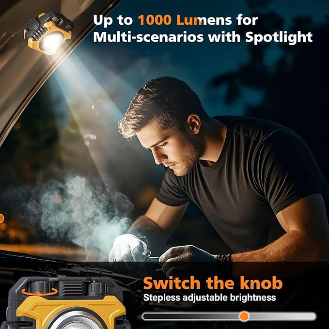 Samyoung 2-Pack 2400LM Magnetic Rechargeable Work Light, Dual-Sided LED Work - Image 4
