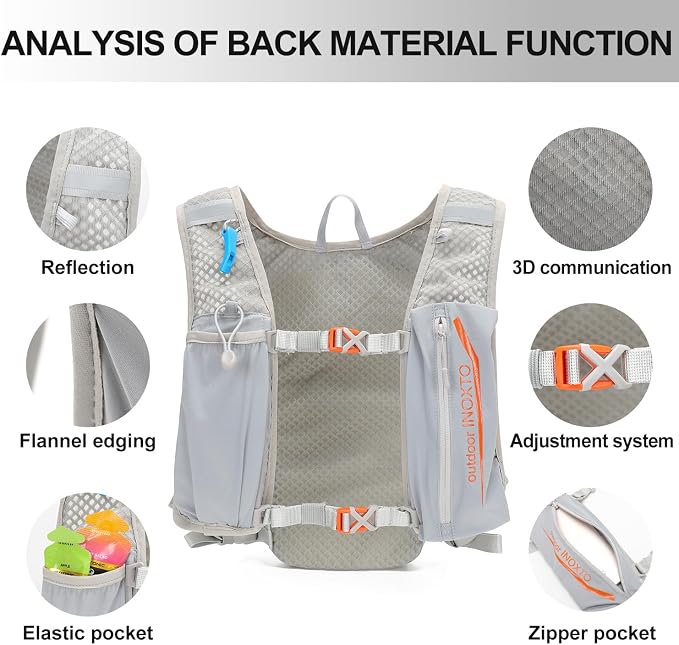 INOXTO Running Hydration Vest Backpack, Lightweight Insulated Pack - Image 3