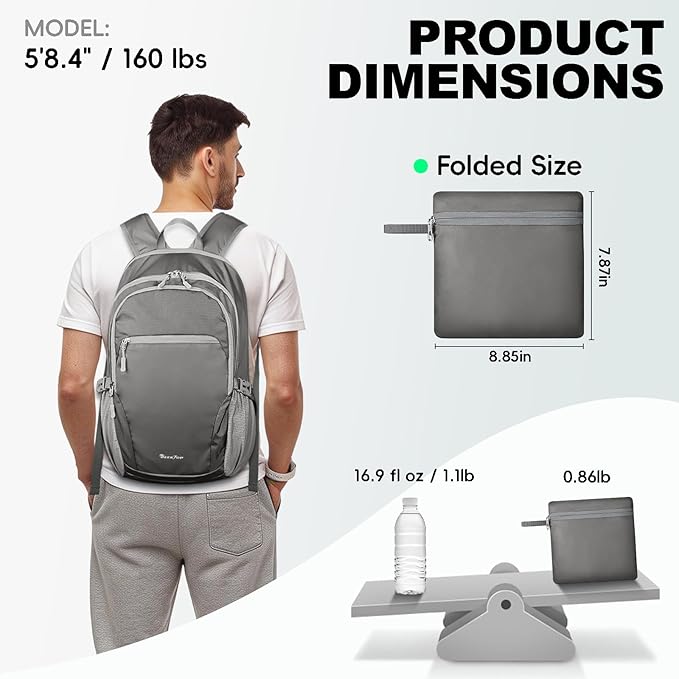 Seektop Lightweight Packable Hiking Backpack Waterproof Expandable 20L-28L - Image 3