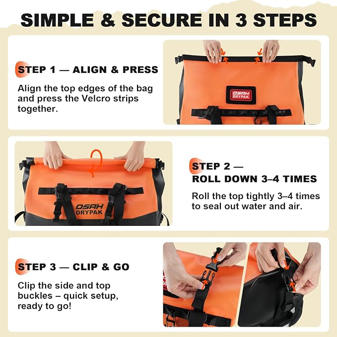 OSAH DRYPAK Waterproof Duffel Bag 25L/40L/60L – Heavy-Duty Motorcycle Tail Bag - Image 6
