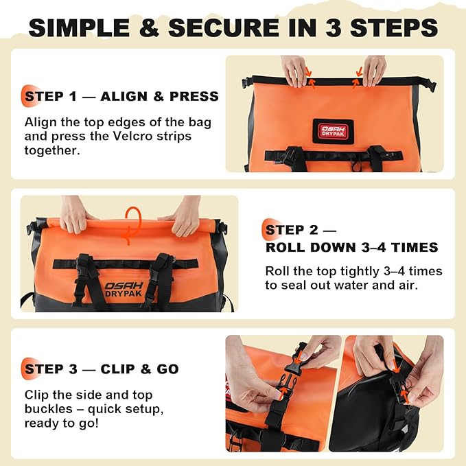 OSAH DRYPAK Waterproof Duffel Bag 25L/40L/60L – Heavy-Duty Motorcycle Tail Bag - Image 5