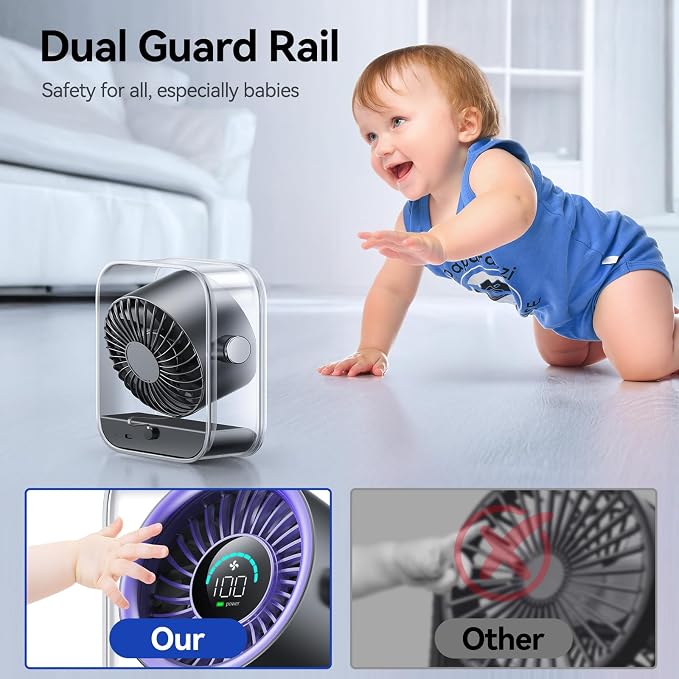 KIMMOO Rechargeable USB Desk Fan, Quiet Table Fan - Image 7