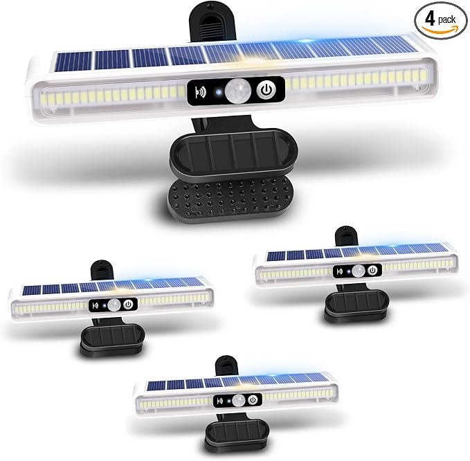 Clip On Solar Motion Lights Outdoor Waterproof, 4 Pack Motion Sensor Outdoor by SunlightEncounter