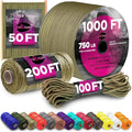 TECEUM 5/32" Paracord Rope 1000 – 1000ft / 200ft / 100ft / 50ft – Tactical by TECEUM