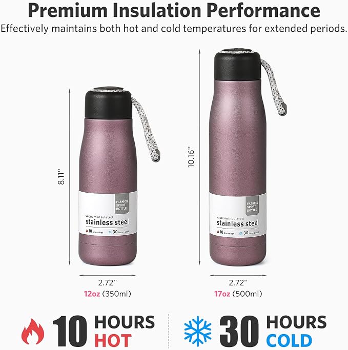 Mini Water Bottle, Dusgut 12 oz Water Bottle Reusable, Vacuum Insulated - Image 3