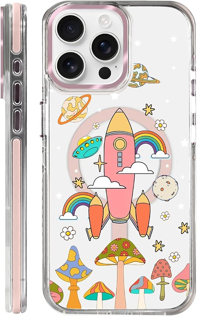Case for iPhone 13 Pro Max, Spaceship Mushroom Phone Case Design，for Women by Toulas