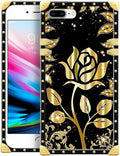 Compatible with iPhone 8 Plus 7 Plus Case, Shine Gold Rose Luxury Golden by Unknown