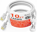 HUANCHAIN 14 Gauge 10 FT Flat Plug Extension Cord White Indoor Outdoor by huanchain