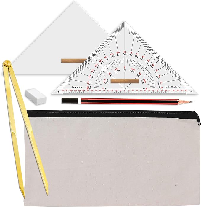 Liquidraw Marine Navigation Divider Universal Nautical Protractor Set Square by Liquidraw