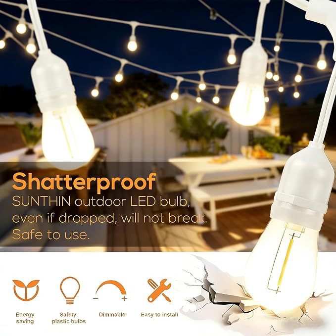 SUNTHIN 105FT Outdoor White String Light - Image 5