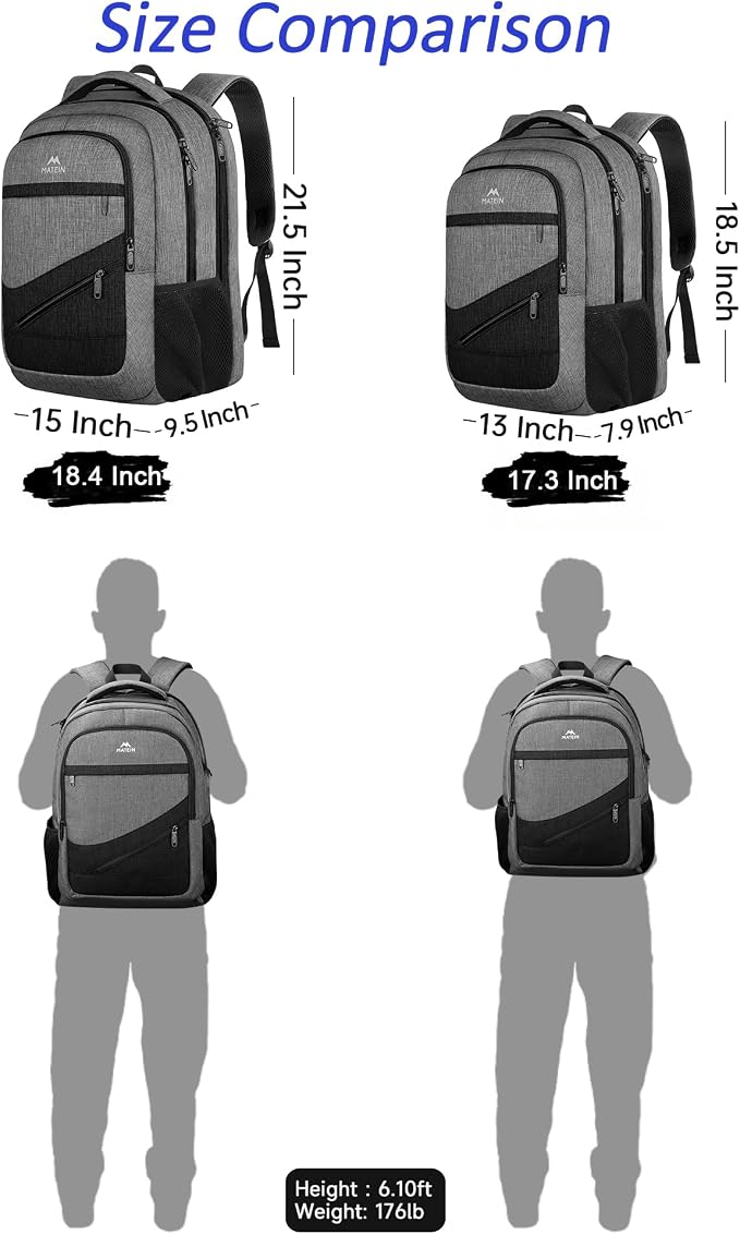 MATEIN Extra Large Laptop Backpack 18.4 Inch, Airplane Approved Travel Backpack - Image 8