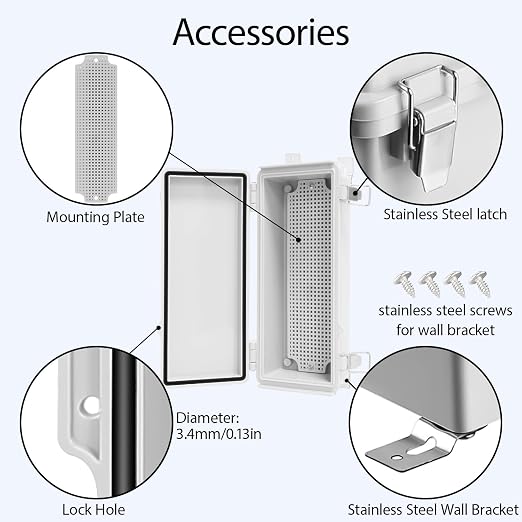 LeMotech Electrical Box, IP67 Waterproof Hinged Cover Stainless Steel Latch - Image 4