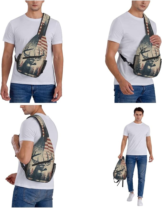 FyLybois Deer Sling Bag for Women Lightweight Crossbody Backpack Casual Daypack - Image 7