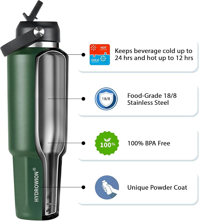 HYDROWION 40 oz Insulated Water Bottle, Car Water Bottle Holder - Image 5