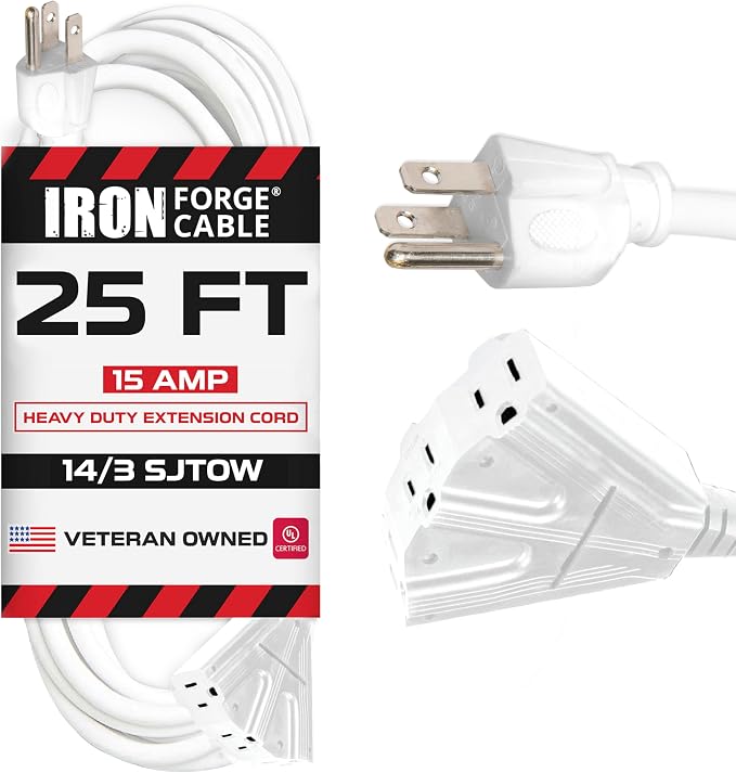 Iron Forge Cable 25ft White Outdoor Extension Cord by IronForgeCable
