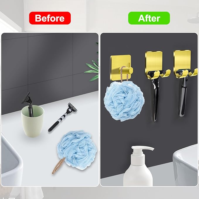 CGBE Razor Holder for Shower, 4 Packs Razor Holder and 4 Packs Shower Hooks - Image 5
